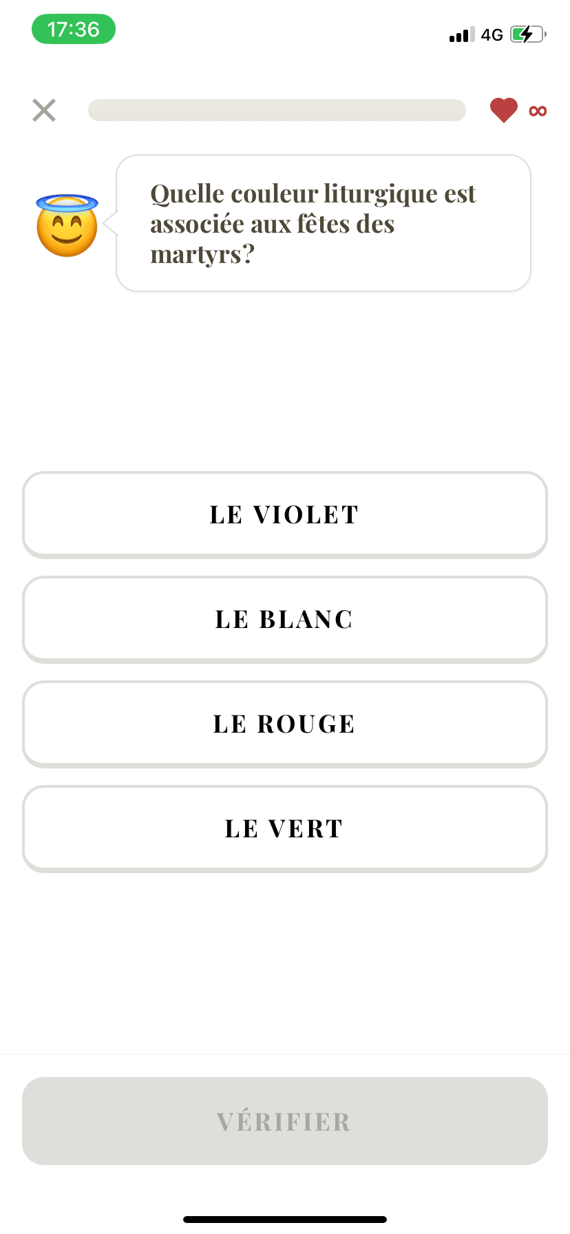 Page de catéchisme dans l'application Apôtre